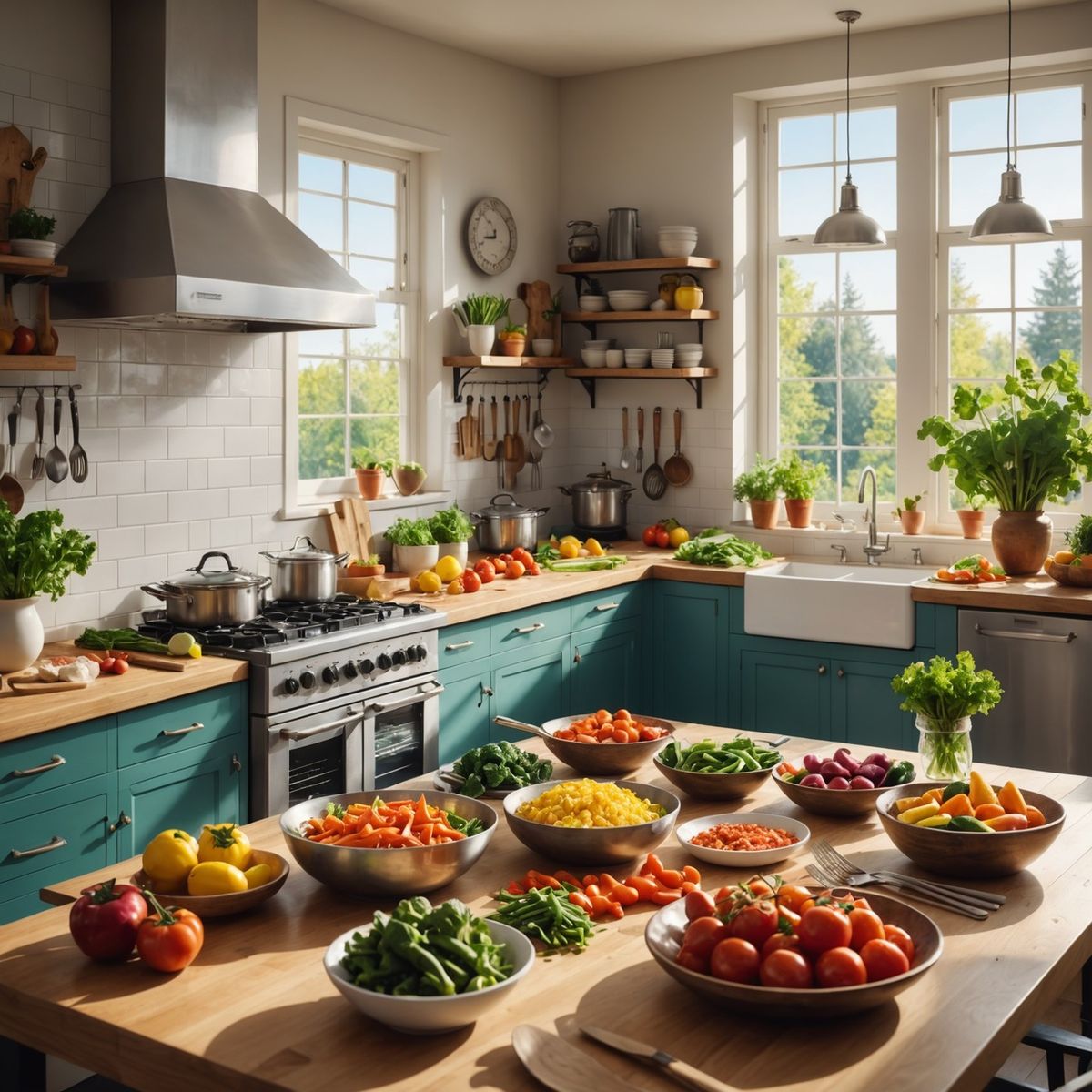 Colourful seasonal fruits and vegetables displayed for home cooking inspiration